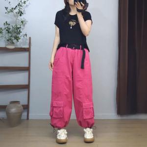 Drawstring Leg Closure Wide Leg Balloon Pants