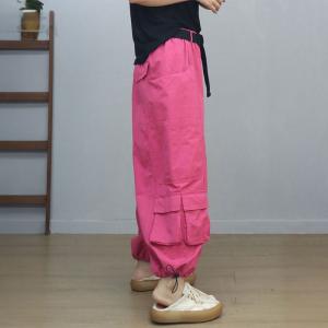 Drawstring Leg Closure Wide Leg Balloon Pants