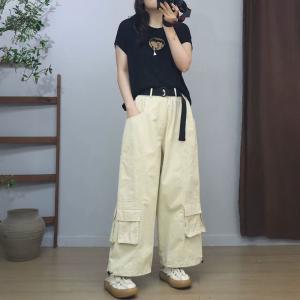 Drawstring Leg Closure Wide Leg Balloon Pants