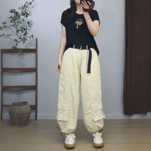 Drawstring Leg Closure Wide Leg Balloon Pants