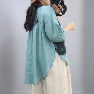 Lace Vest Ramie Layering Oversized Blouse