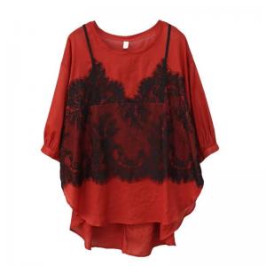 Lace Vest Ramie Layering Oversized Blouse