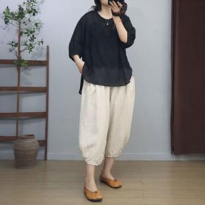 Lace Vest Ramie Layering Oversized Blouse