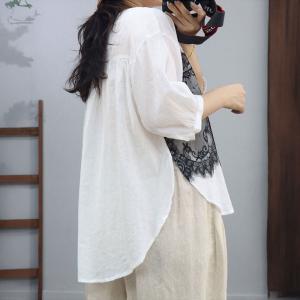 Lace Vest Ramie Layering Oversized Blouse