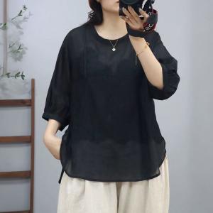 Lace Vest Ramie Layering Oversized Blouse