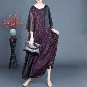 Flounced Sleeves Loose Silk Polka Dot Dress