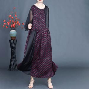 Flounced Sleeves Loose Silk Polka Dot Dress