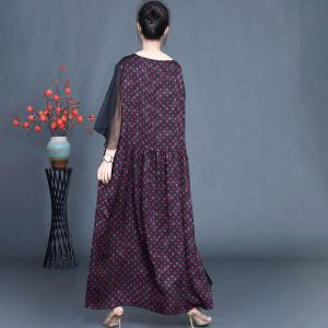 Flounced Sleeves Loose Silk Polka Dot Dress