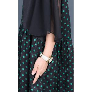 Flounced Sleeves Loose Silk Polka Dot Dress