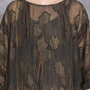 Side Slits Jacquard Silk Sheer Shift Dress