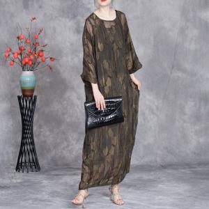 Side Slits Jacquard Silk Sheer Shift Dress