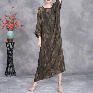 Side Slits Jacquard Silk Sheer Shift Dress