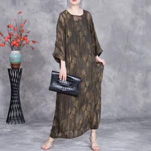 Side Slits Jacquard Silk Sheer Shift Dress