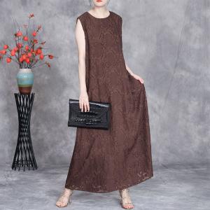Elegant Crochet Lace Loose Sleeveless Dress
