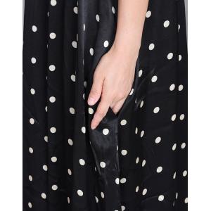 Black Polka Dot Silk Maxi Prom Slip Dress
