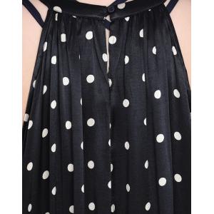 Black Polka Dot Silk Maxi Prom Slip Dress