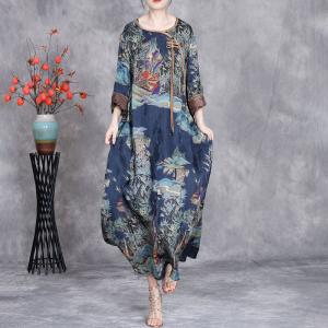 Long Pankou Silk Painted Eastern Dress