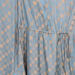 Crew Neck Silk Maxi Flounced Polka Dot Dress