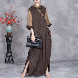 Eastern Pankou Jacqaurd Blouse with Maxi Slit Skirt