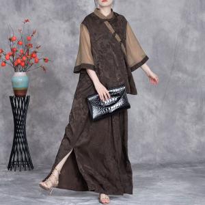 Eastern Pankou Jacqaurd Blouse with Maxi Slit Skirt