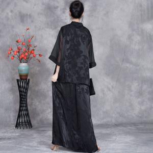 Eastern Pankou Jacqaurd Blouse with Maxi Slit Skirt