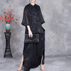 Eastern Pankou Jacqaurd Blouse with Maxi Slit Skirt