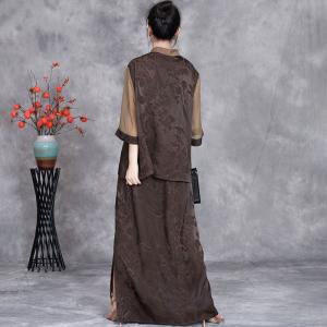 Eastern Pankou Jacqaurd Blouse with Maxi Slit Skirt