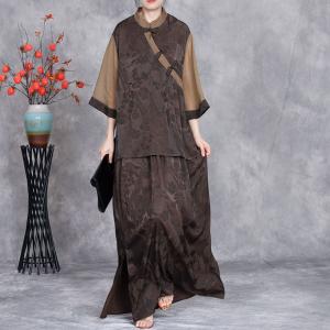 Eastern Pankou Jacqaurd Blouse with Maxi Slit Skirt