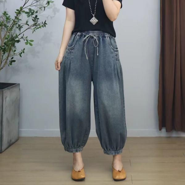 Soft Denim Stone Wash Barrel Jeans for Women