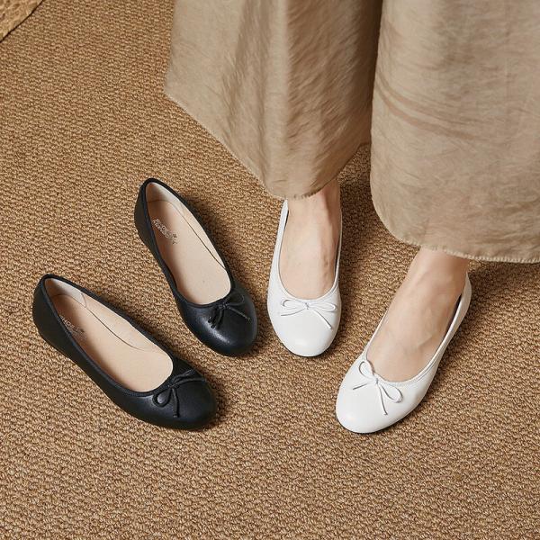 Bowknot Sheep Skin Comfy Working Ballet Flats