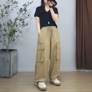 Front Pockets Drawstring Legs Tassel Joggings