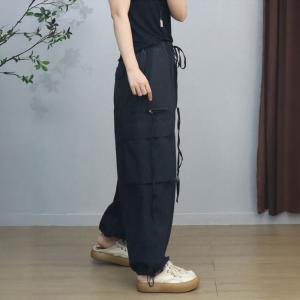 Front Pockets Drawstring Legs Tassel Joggings