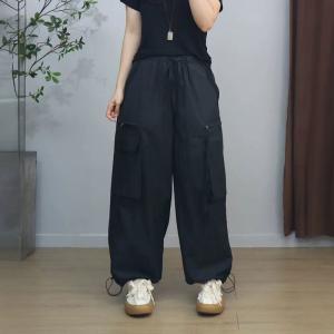 Front Pockets Drawstring Legs Tassel Joggings