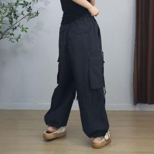 Front Pockets Drawstring Legs Tassel Joggings