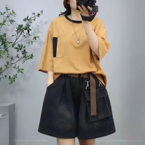 Bi-Colored Chest Pocket Cotton Oversized T-shirt