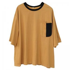 Bi-Colored Chest Pocket Cotton Oversized T-shirt