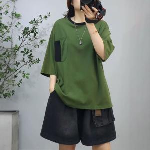 Bi-Colored Chest Pocket Cotton Oversized T-shirt