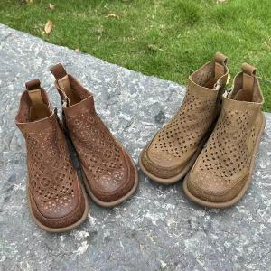 Folk Style Hollow Out Boho Ankle Boots