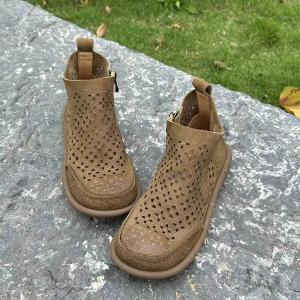 Folk Style Hollow Out Boho Ankle Boots