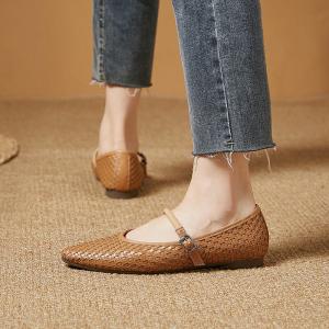 Business Elegant Pointed Toe Knitting Mary Jane Flats