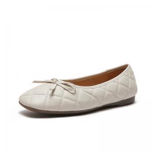 Sheep Leather Diamond Bowknot Ballet Flats