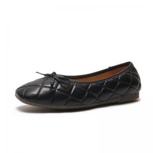 Sheep Leather Diamond Bowknot Ballet Flats