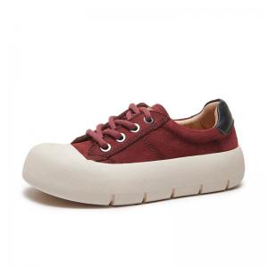 Casual Chic Cowhide Leather Platform Sneakers