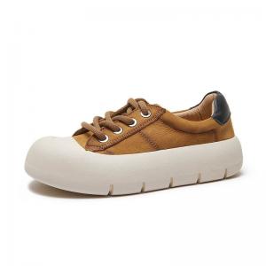 Casual Chic Cowhide Leather Platform Sneakers