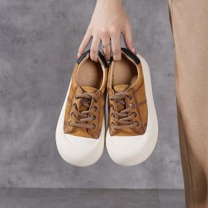 Casual Chic Cowhide Leather Platform Sneakers