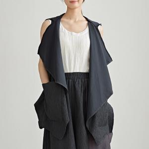 Minimalist Chic Sleeveless Hooded Wasterfall Cardigan