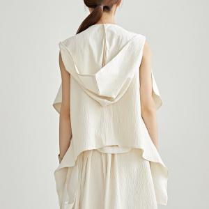 Minimalist Chic Sleeveless Hooded Wasterfall Cardigan