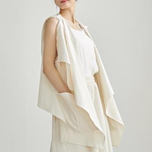 Minimalist Chic Sleeveless Hooded Wasterfall Cardigan