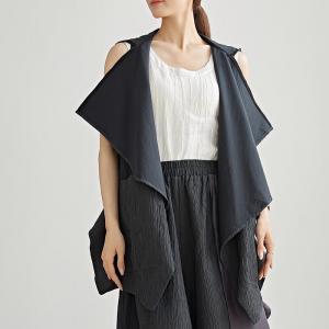 Minimalist Chic Sleeveless Hooded Wasterfall Cardigan