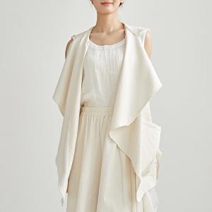 Minimalist Chic Sleeveless Hooded Wasterfall Cardigan